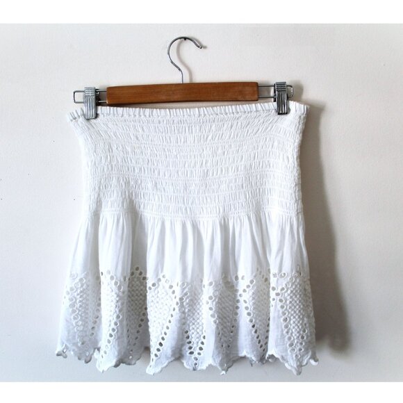 Ulla Johnson Mireille Skirt / Size 4 / Pristine White Mini Embroidered Scalloped - Picture 5 of 7